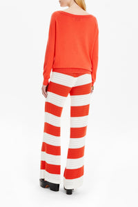 Pull motifs fleurs en laine - Corail