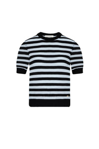 Pull Poor Boy rayé à manches courtes en laine - Noir & Blanc