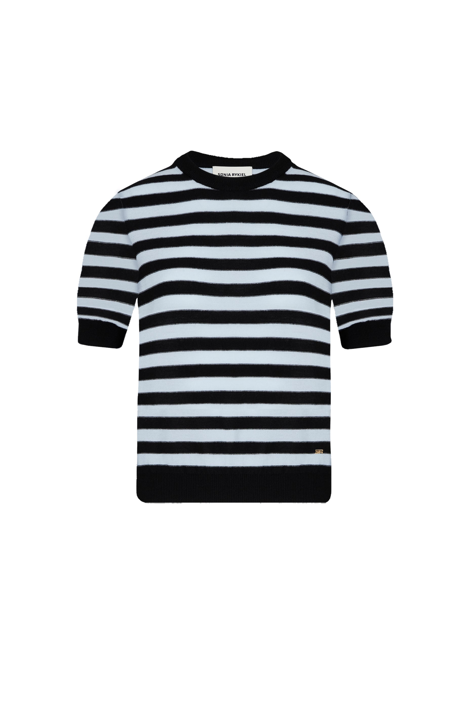 Pull Poor Boy rayé à manches courtes en laine - Noir & Blanc