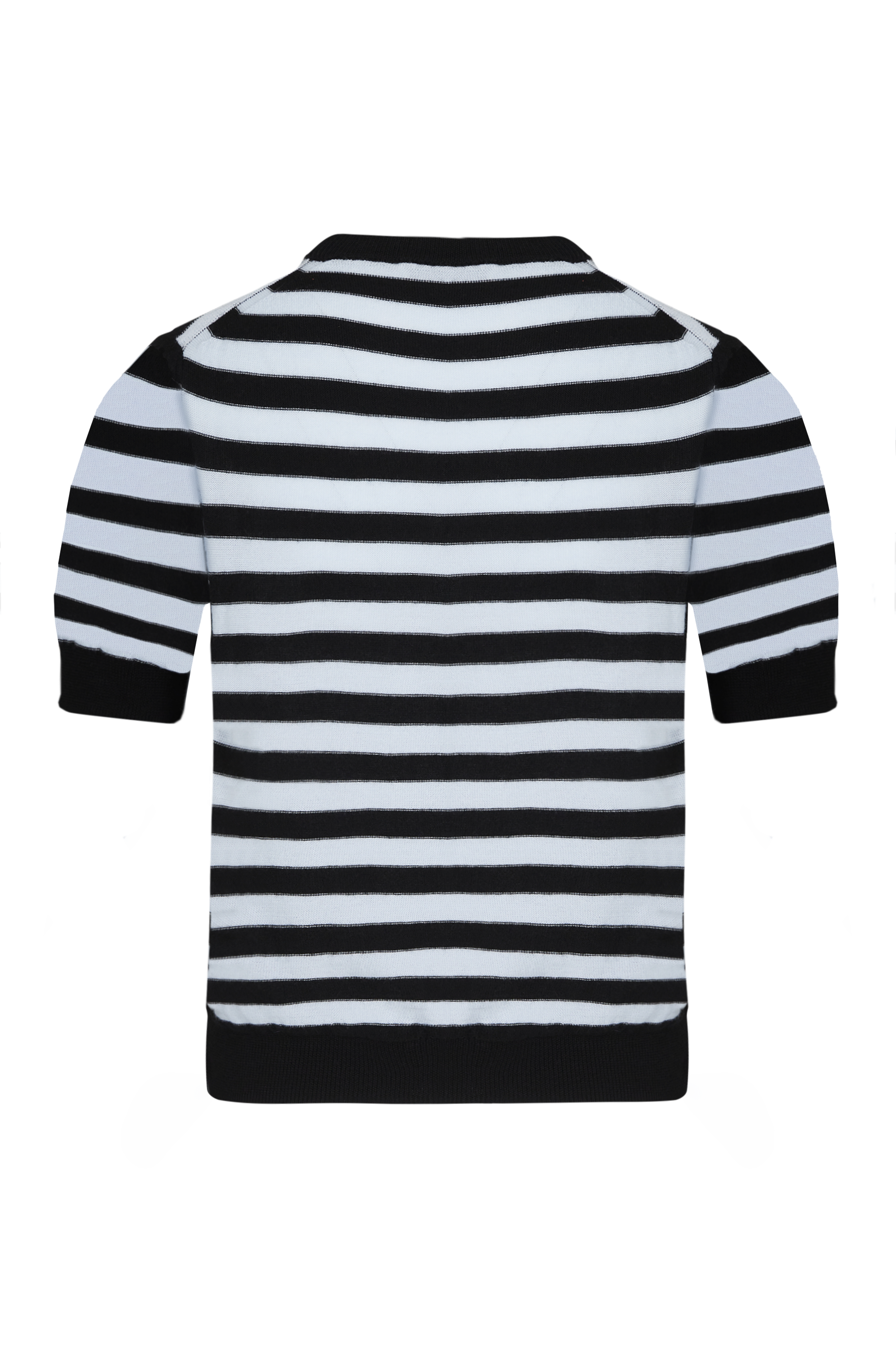 Pull Poor Boy rayé à manches courtes en laine - Noir & Baby Blue