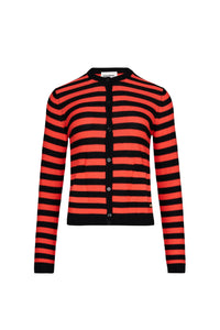 Cardigan Rykiel Forever en laine - Noir & Corail