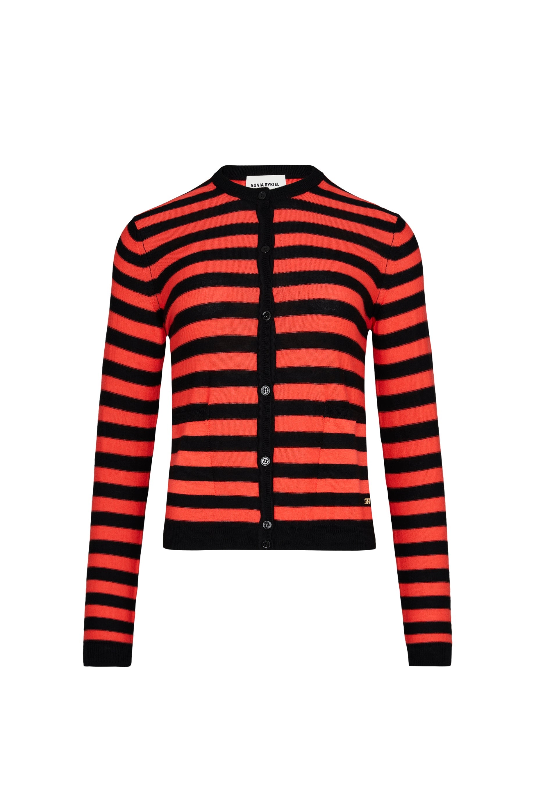 Cardigan Rykiel Forever en laine - Noir & Corail