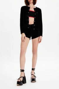 Short velours à strass - Noir
