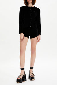 Short velours à strass - Noir