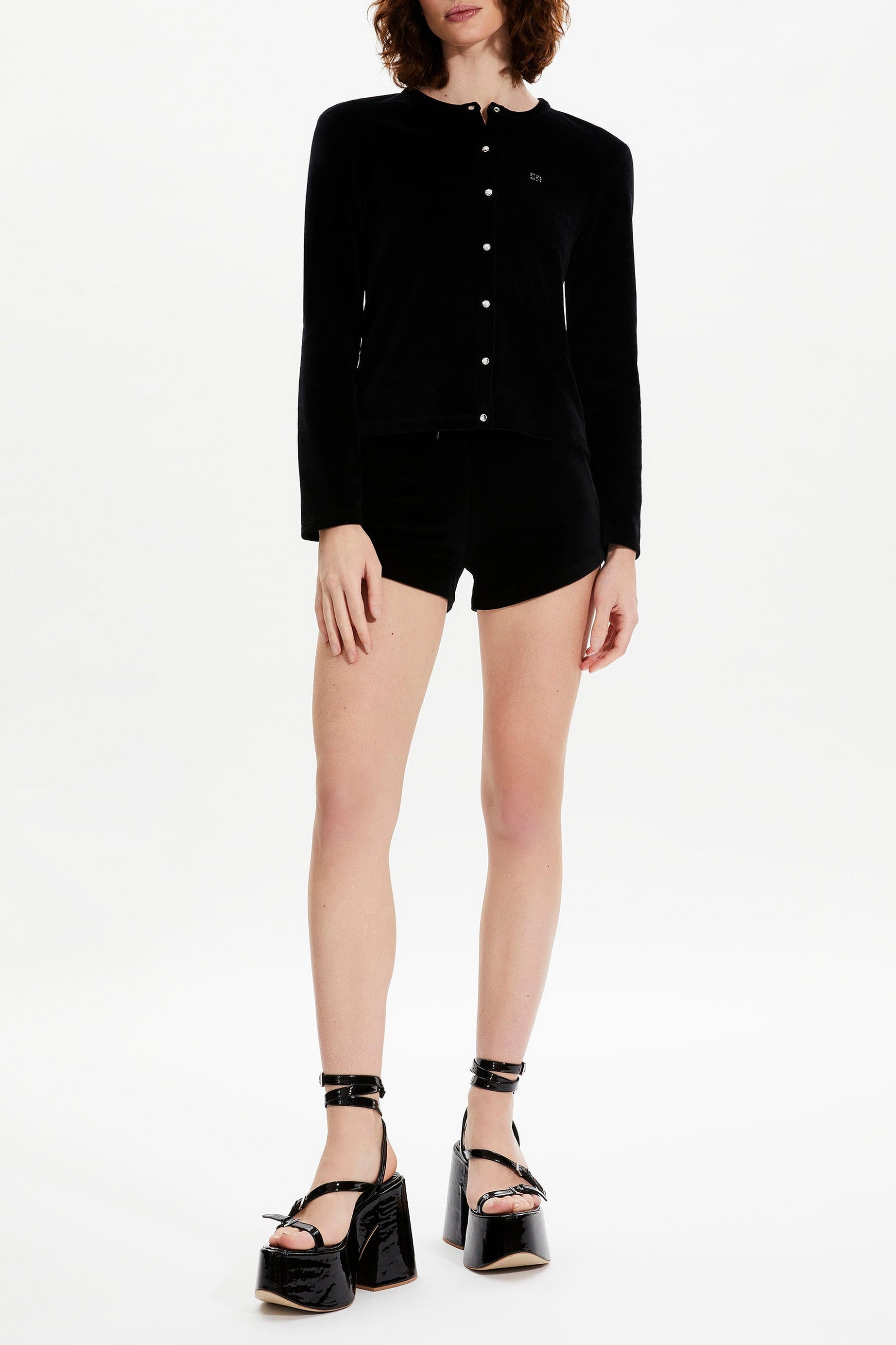 Short velours à strass - Noir