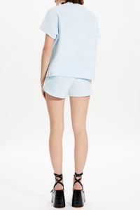 T-shirt effet peau de pêche - Baby Blue