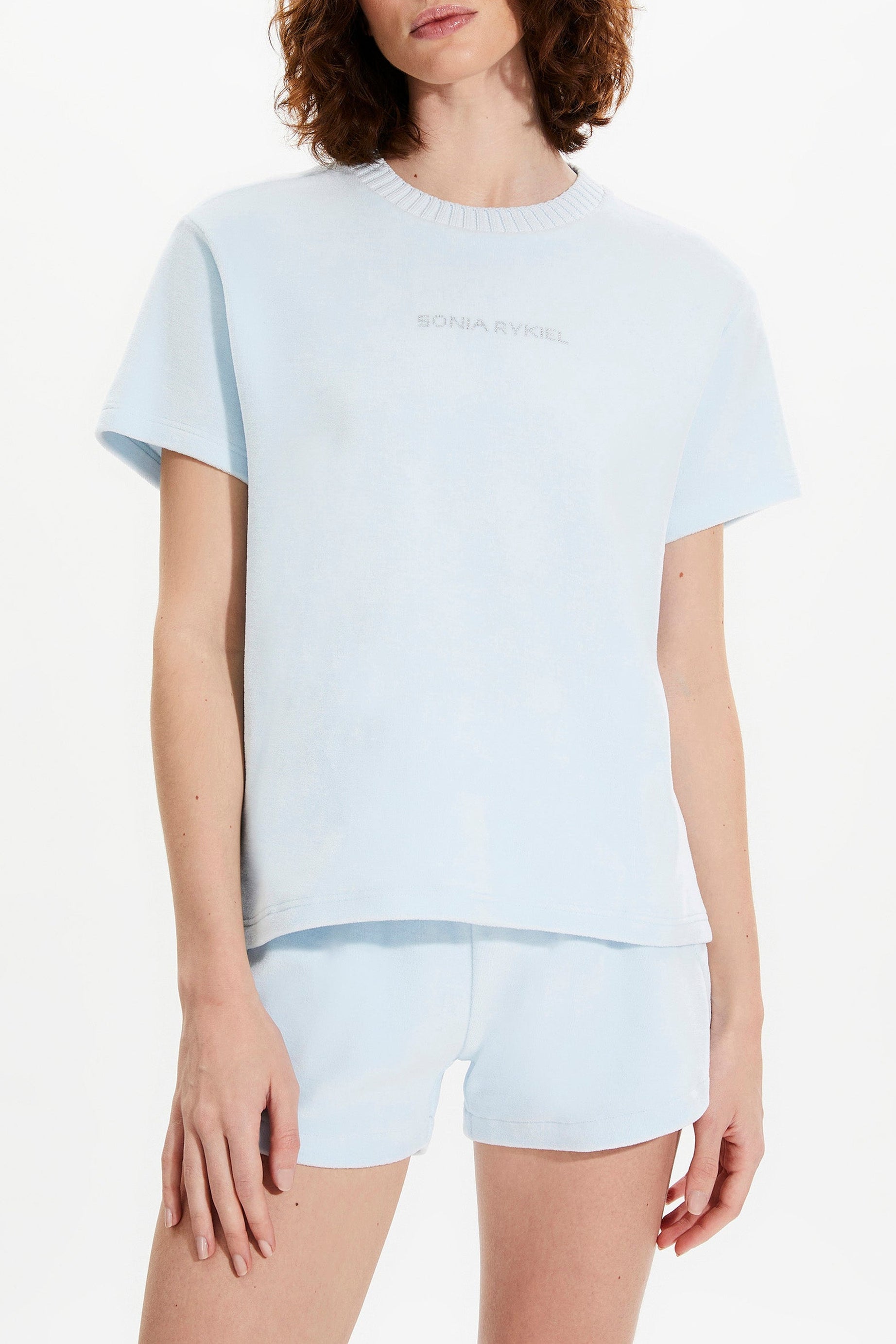 T-shirt effet peau de pêche - Baby Blue