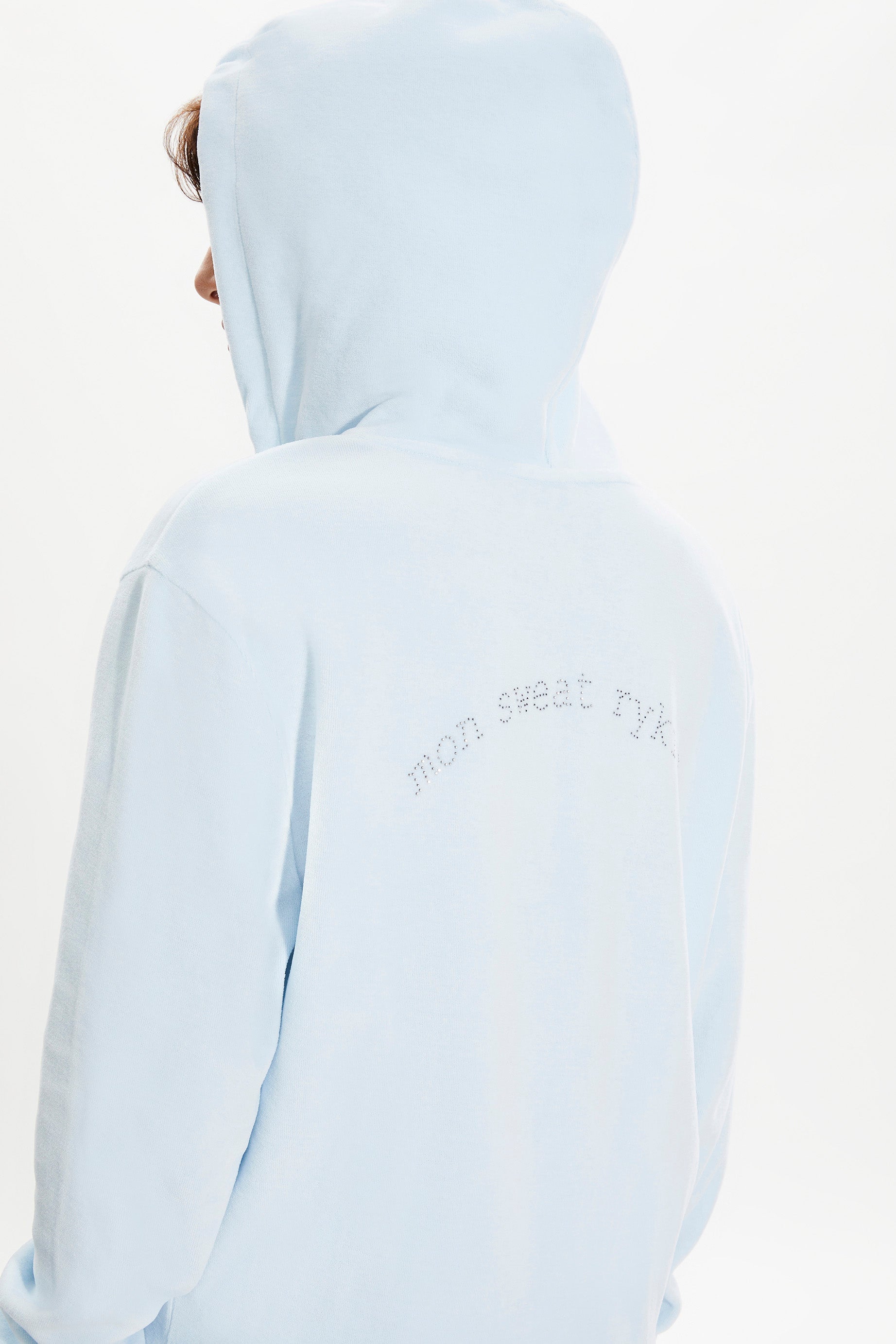 Pull hoodie à strass - Baby Blue
