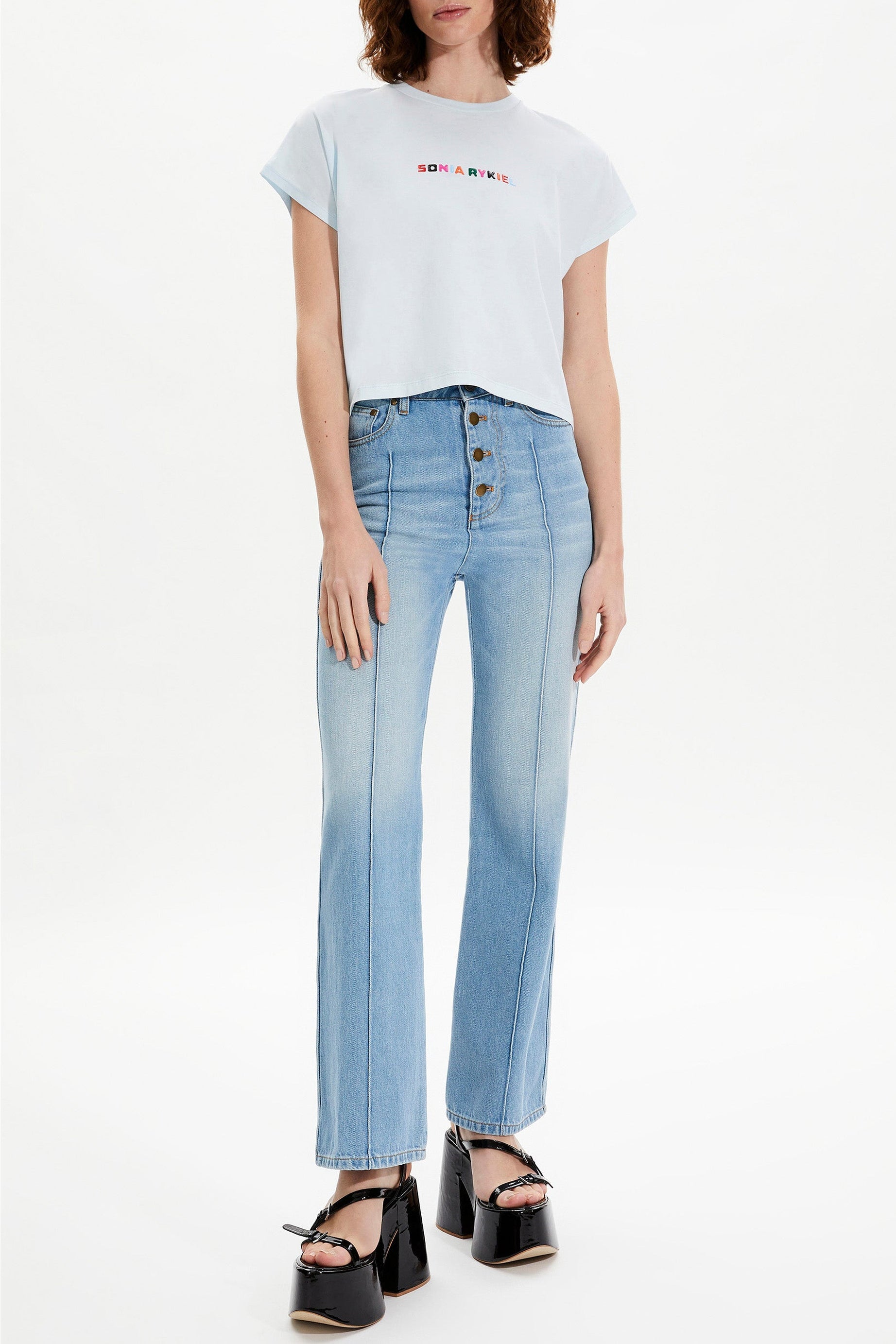 T-shirt court logo Sonia Rykiel coloré - Baby Blue