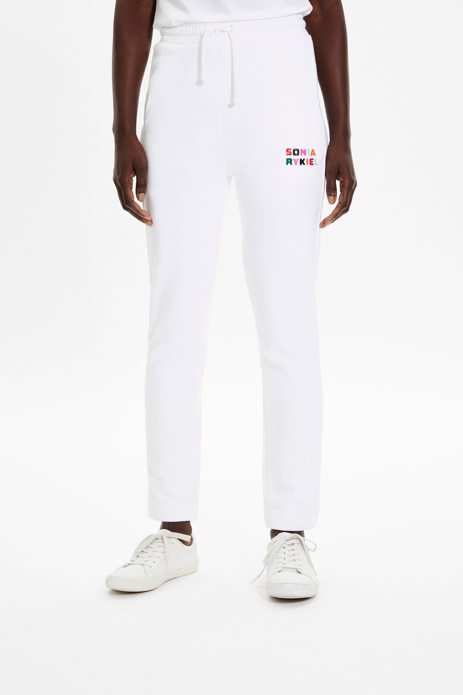 Jogging taille ajustée resserré à la cheville - Blanc