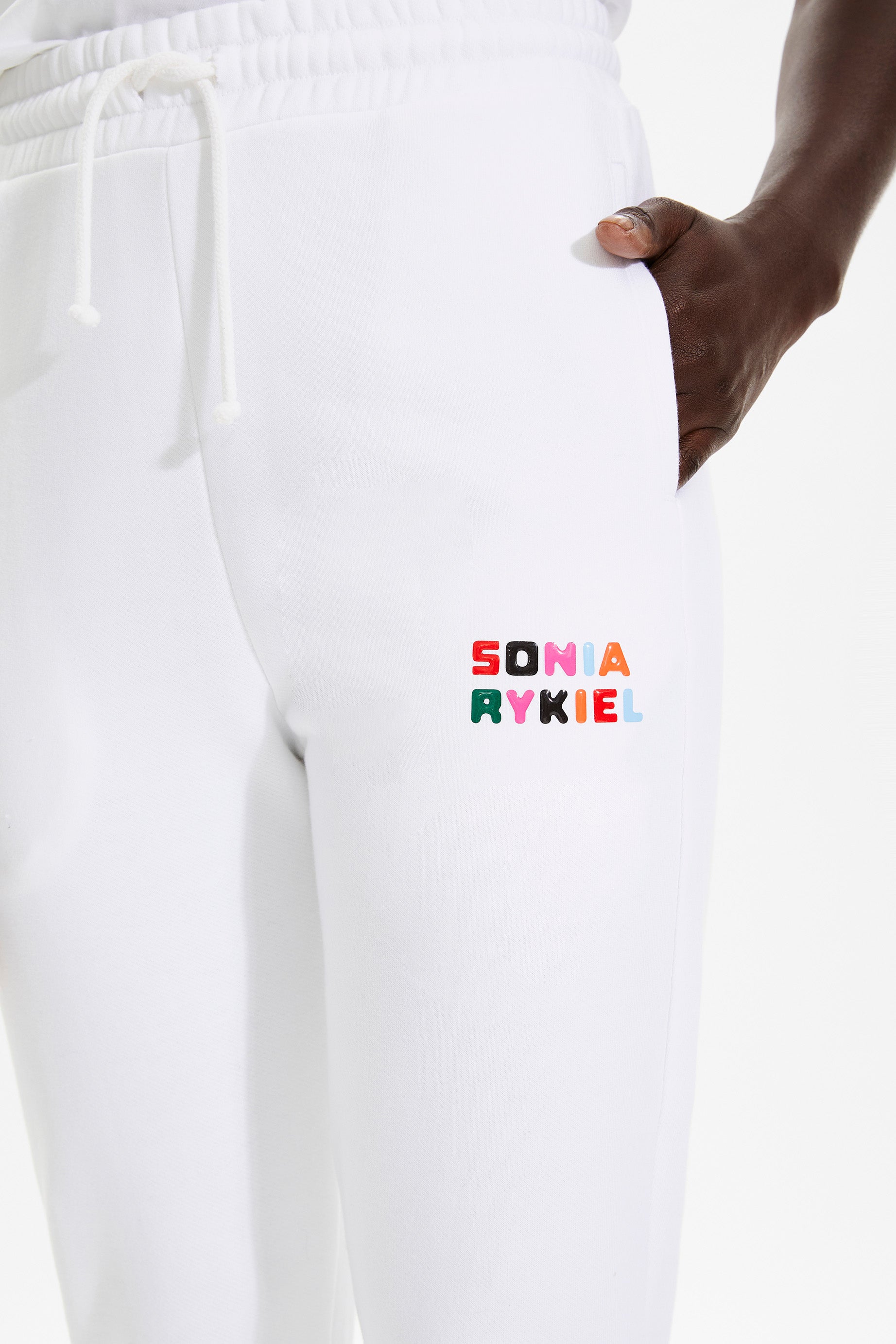 Jogging taille ajustée resserré à la cheville - Blanc