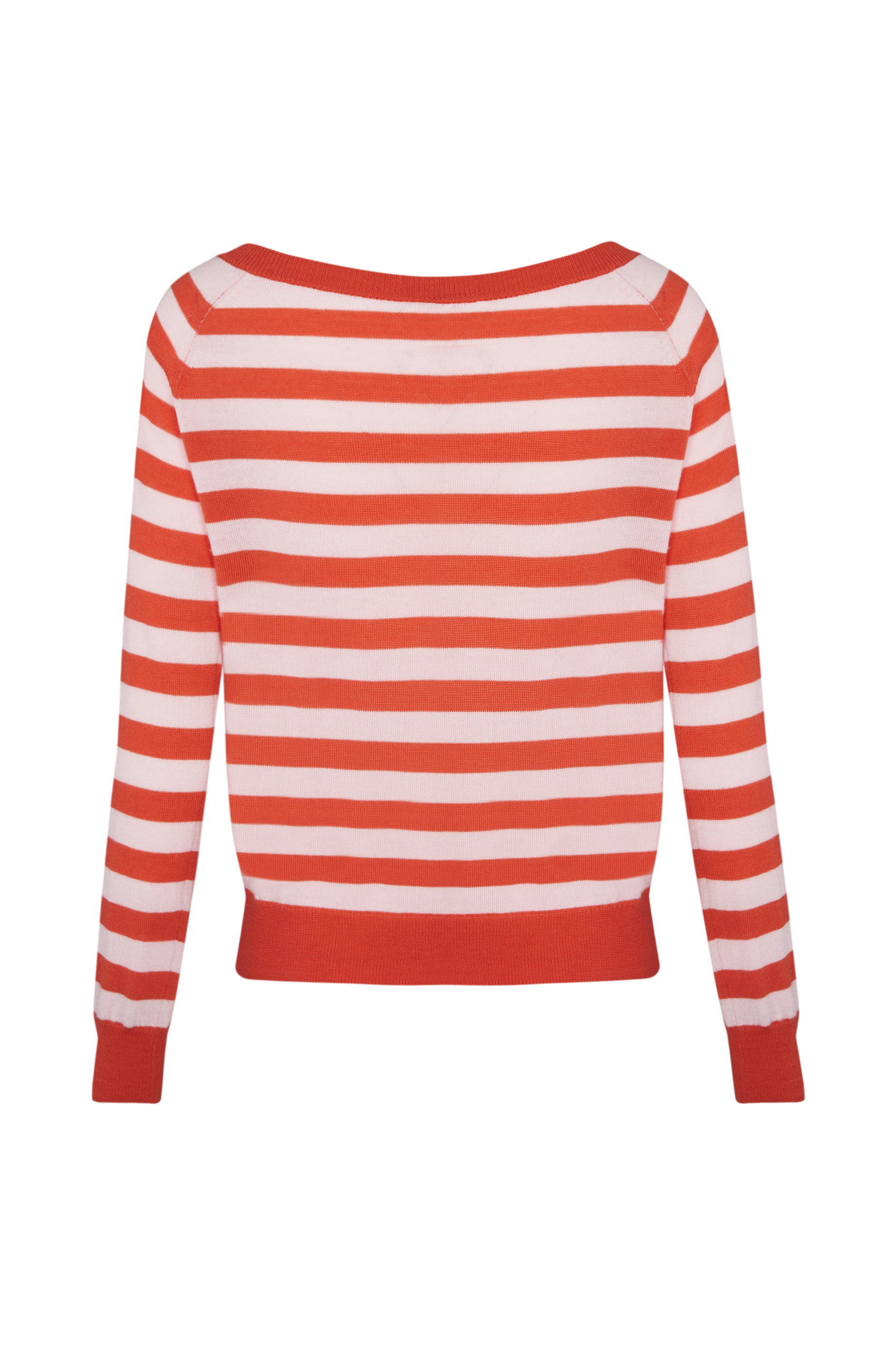 Pull à motifs fleurs rayé en laine - Corail & Baby Pink