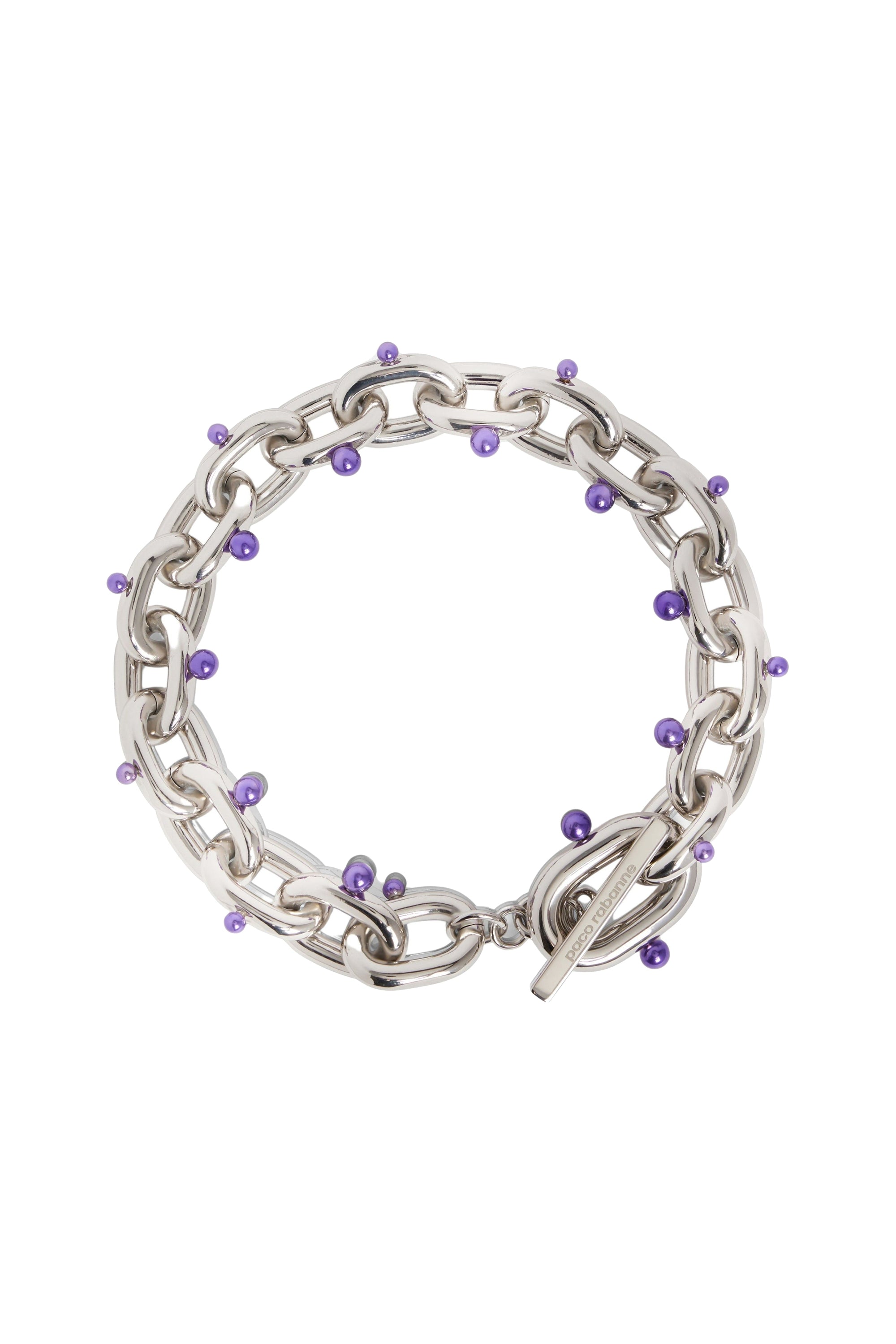 Collier en argent à maillons XL avec perles - Silver & Purple