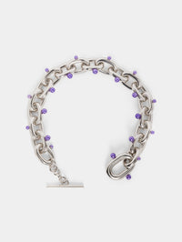 Collier en argent à maillons XL avec perles - Silver & Purple