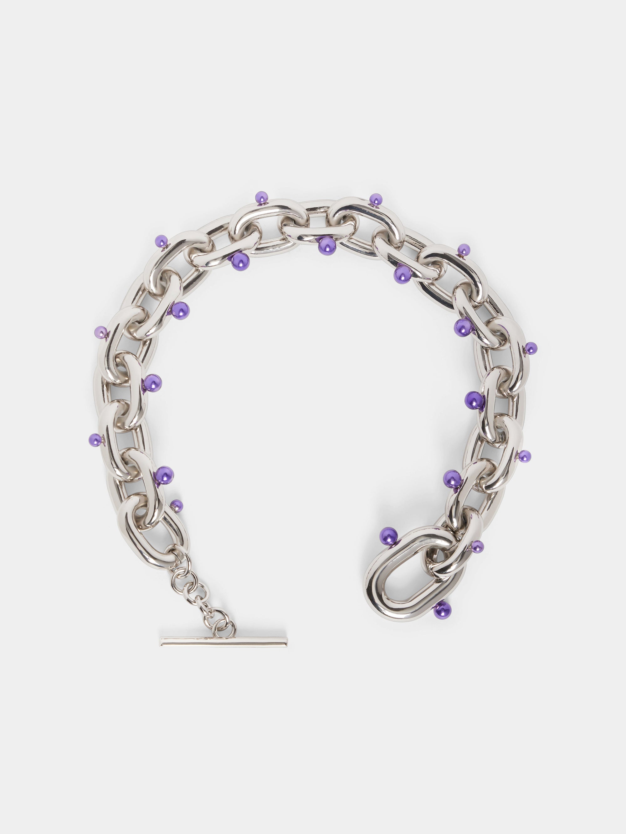 Collier en argent à maillons XL avec perles - Silver & Purple