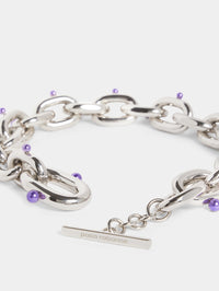 Collier en argent à maillons XL avec perles - Silver & Purple