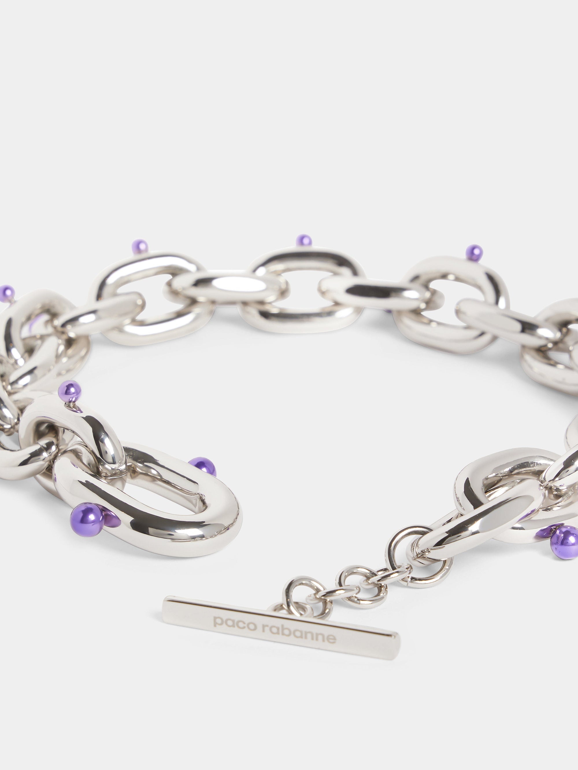 Collier en argent à maillons XL avec perles - Silver & Purple