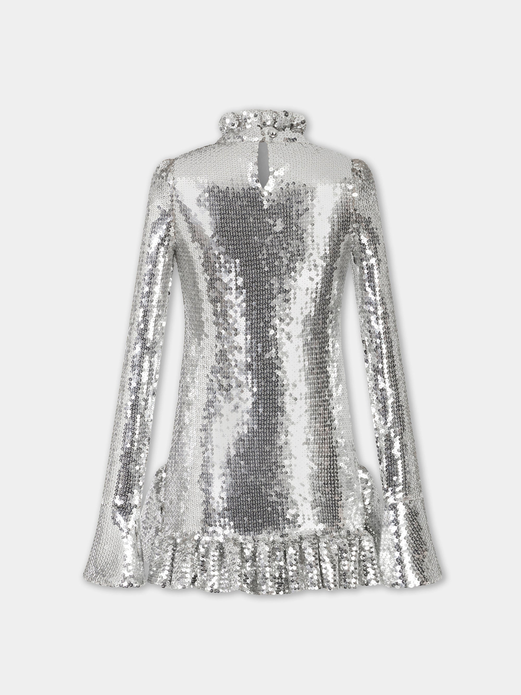 Robe courte et col montant à paillettes - Silver