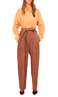 Pantalon carotte ceinturé en jean - Aragonite