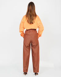 Pantalon carotte ceinturé en jean - Aragonite