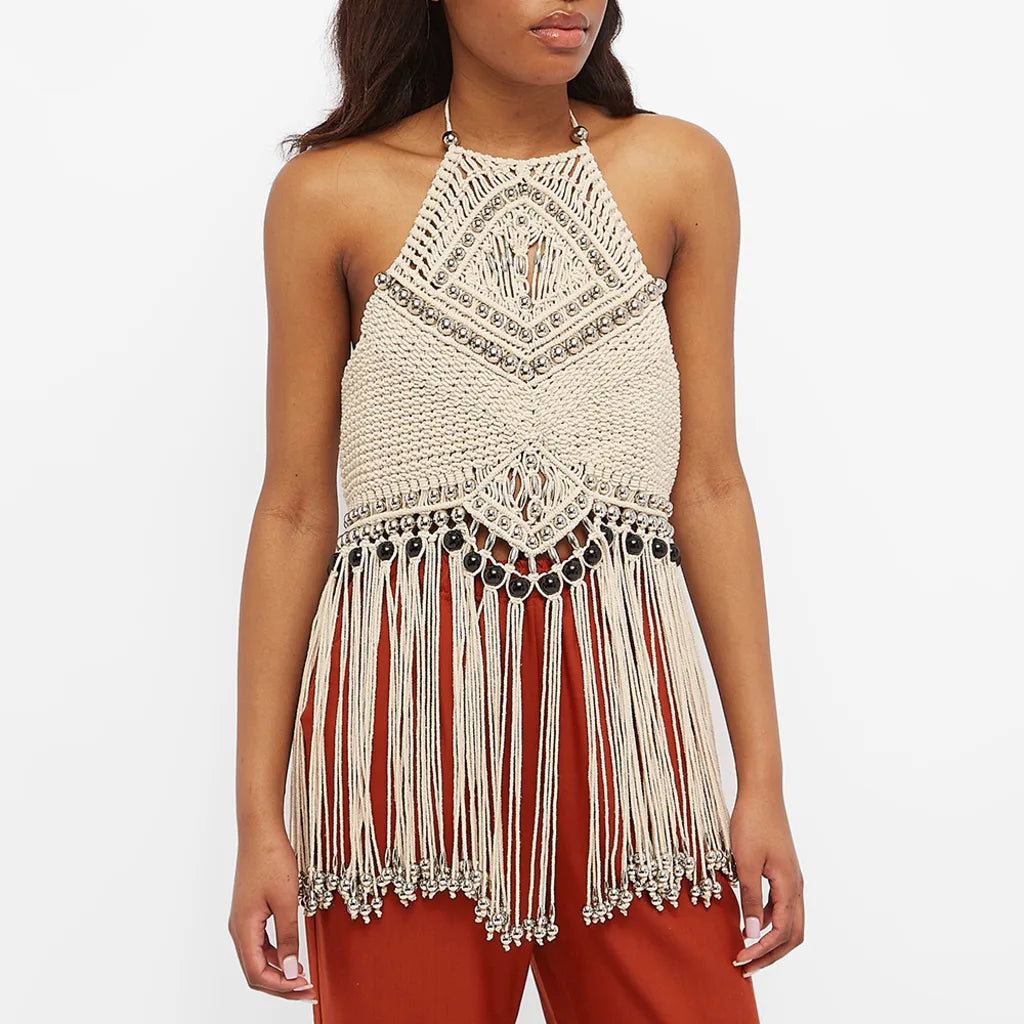 Top à franges en crochet - Macrame