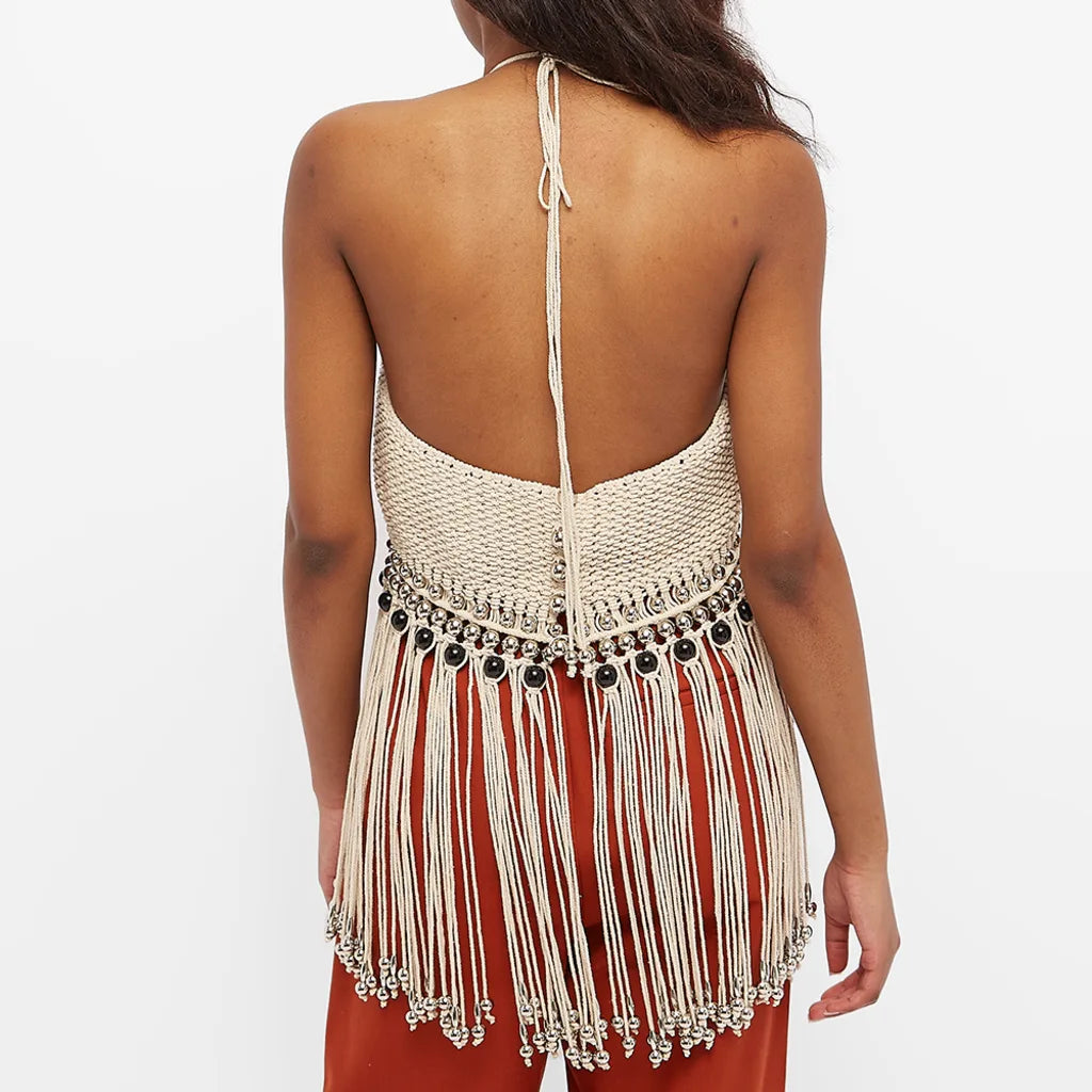 Top à franges en crochet - Macrame