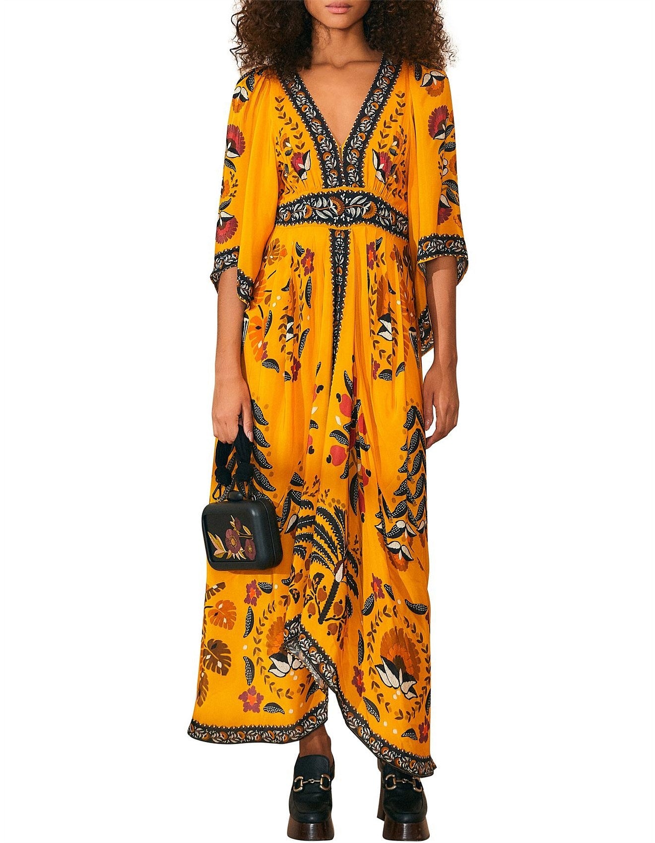 Robe longue caftan Tropical Tapestry - Orange