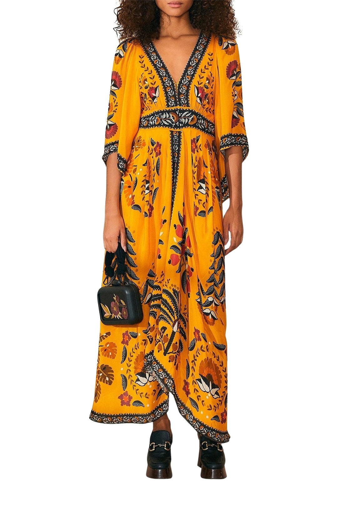 Robe longue caftan Tropical Tapestry - Orange