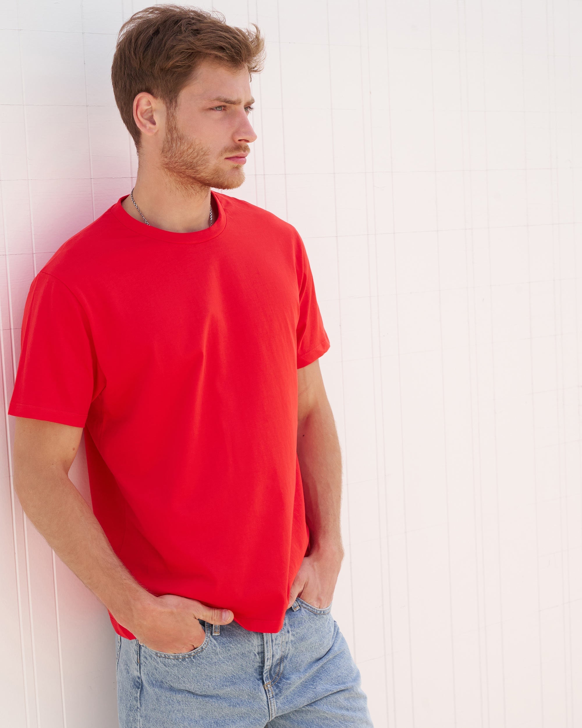 T-shirt à col rond oversize - Bright Red