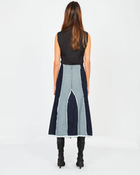 Jupe en denim à franges - Indigo Blanc