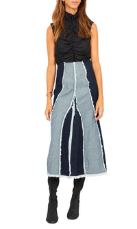 Jupe en denim à franges - Indigo Blanc