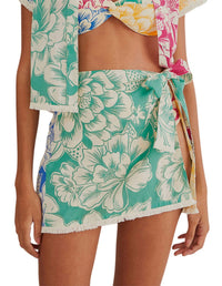 Mini-jupe Tropicale chita en coton - Vert