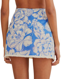Mini-jupe Tropicale chita en coton - Vert