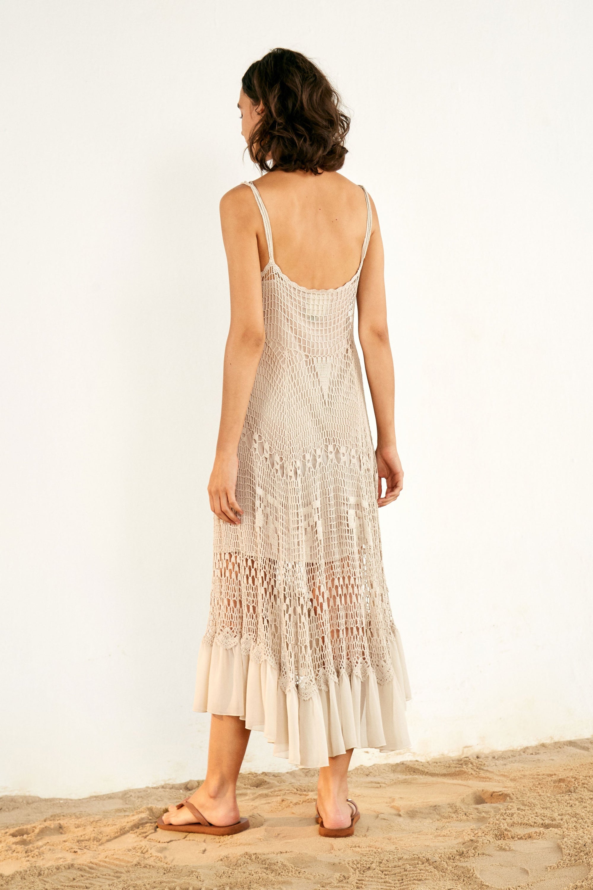 Robe midi en crochet - Blanc