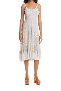 Robe midi en crochet - Blanc