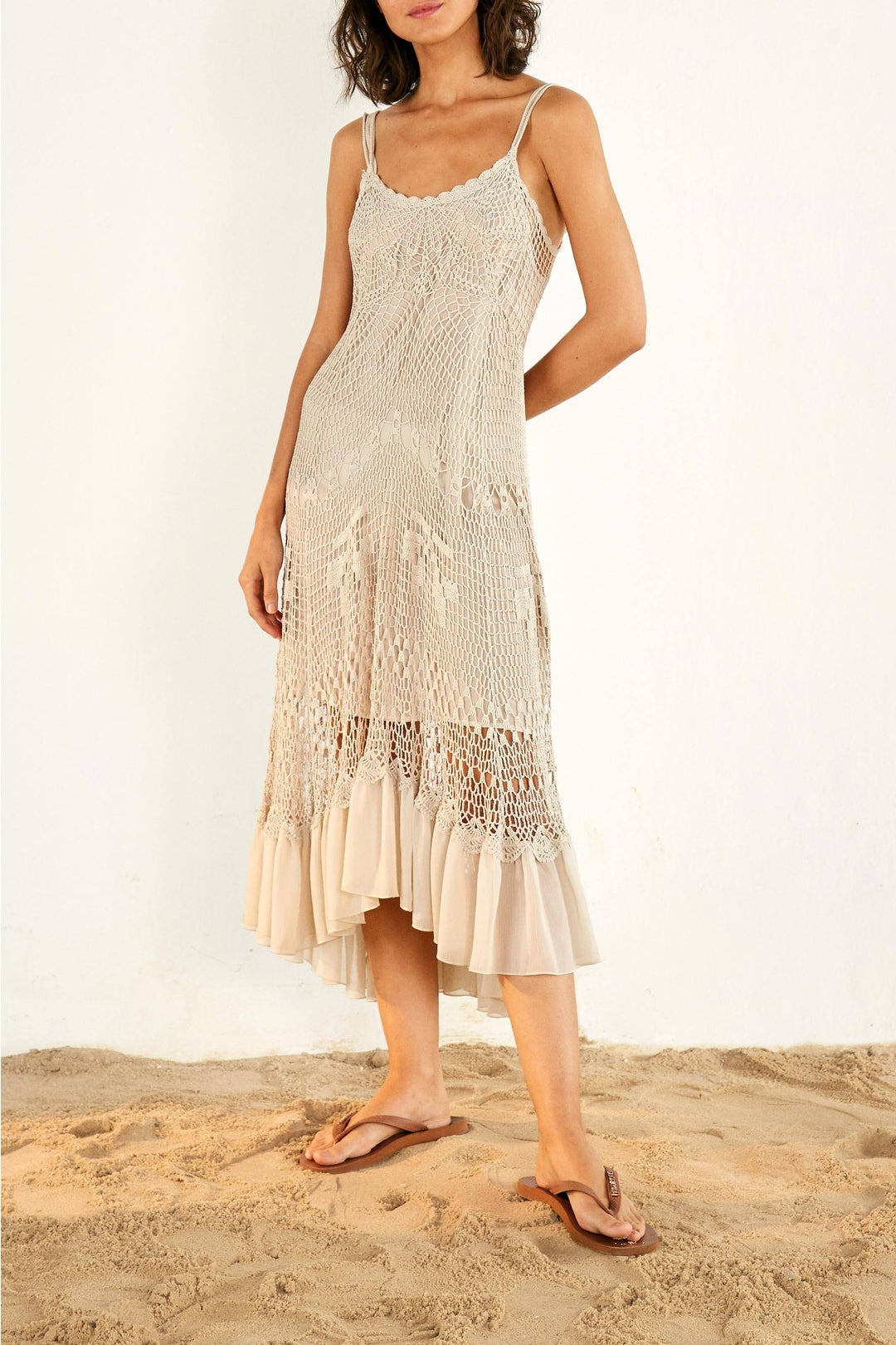 Robe midi en crochet - Blanc