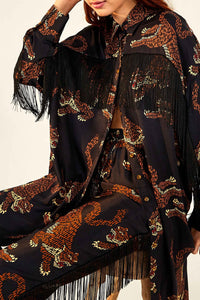 Chemise à franges Léopard - Marron