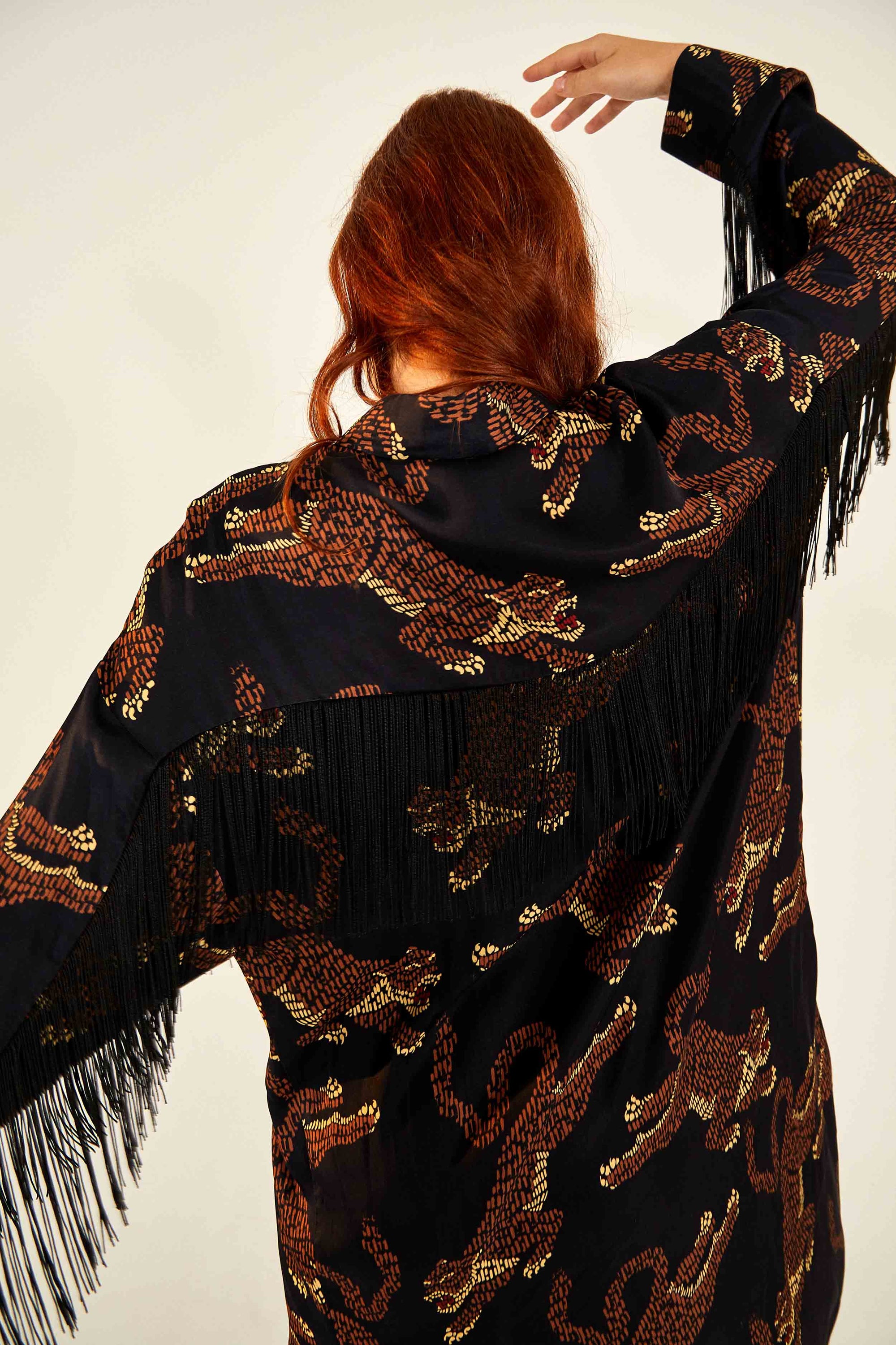 Chemise à franges Léopard - Marron
