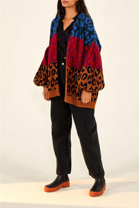 Cardigan Ikat-Dyed Leopards - Rouge