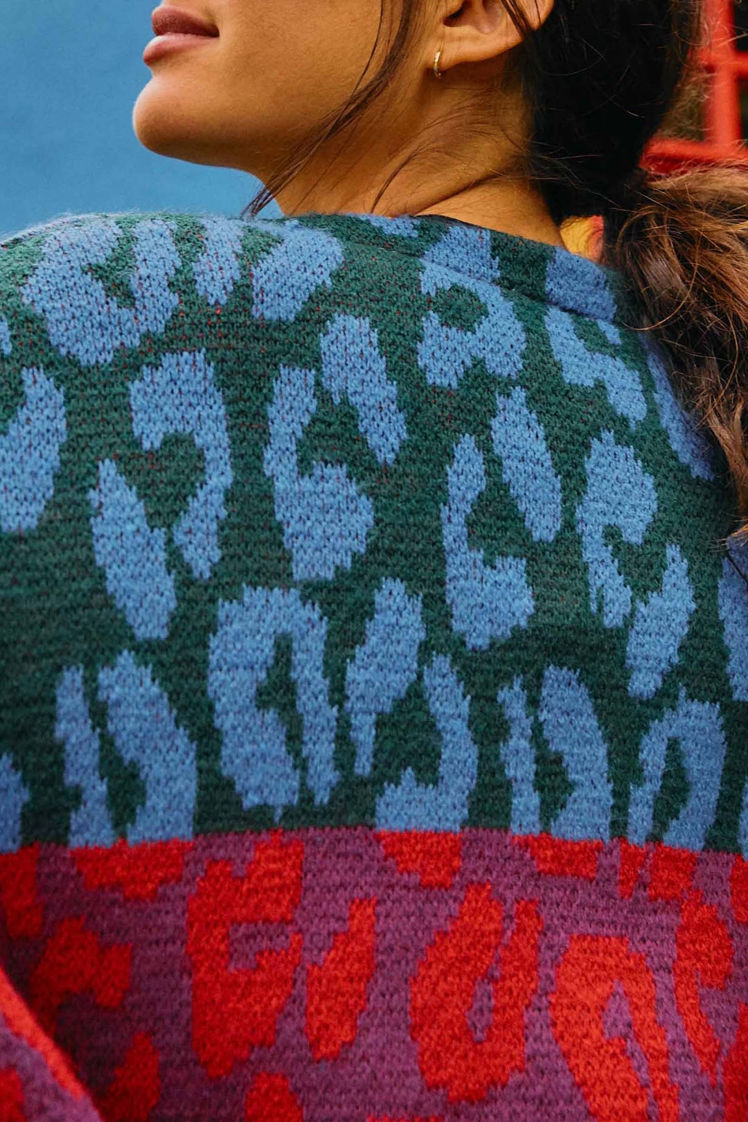 Cardigan Ikat-Dyed Leopards - Rouge