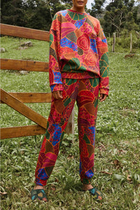 Pantalon de survêtement animaux cachés en coton mélangé - Multicolor
