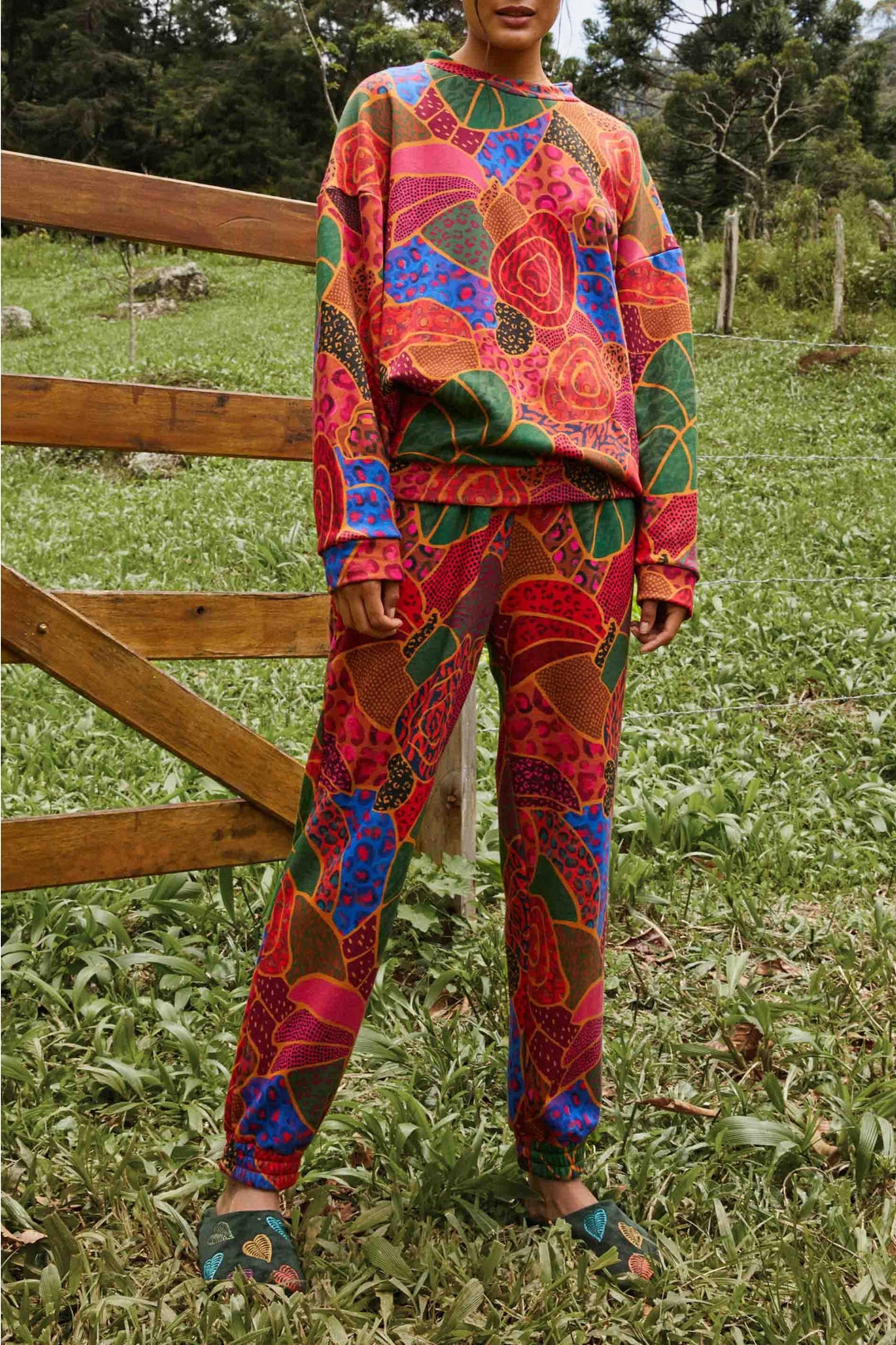 Pantalon de survêtement animaux cachés en coton mélangé - Multicolor