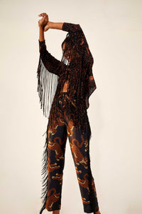 Pantalon à franges Léopard - Marron