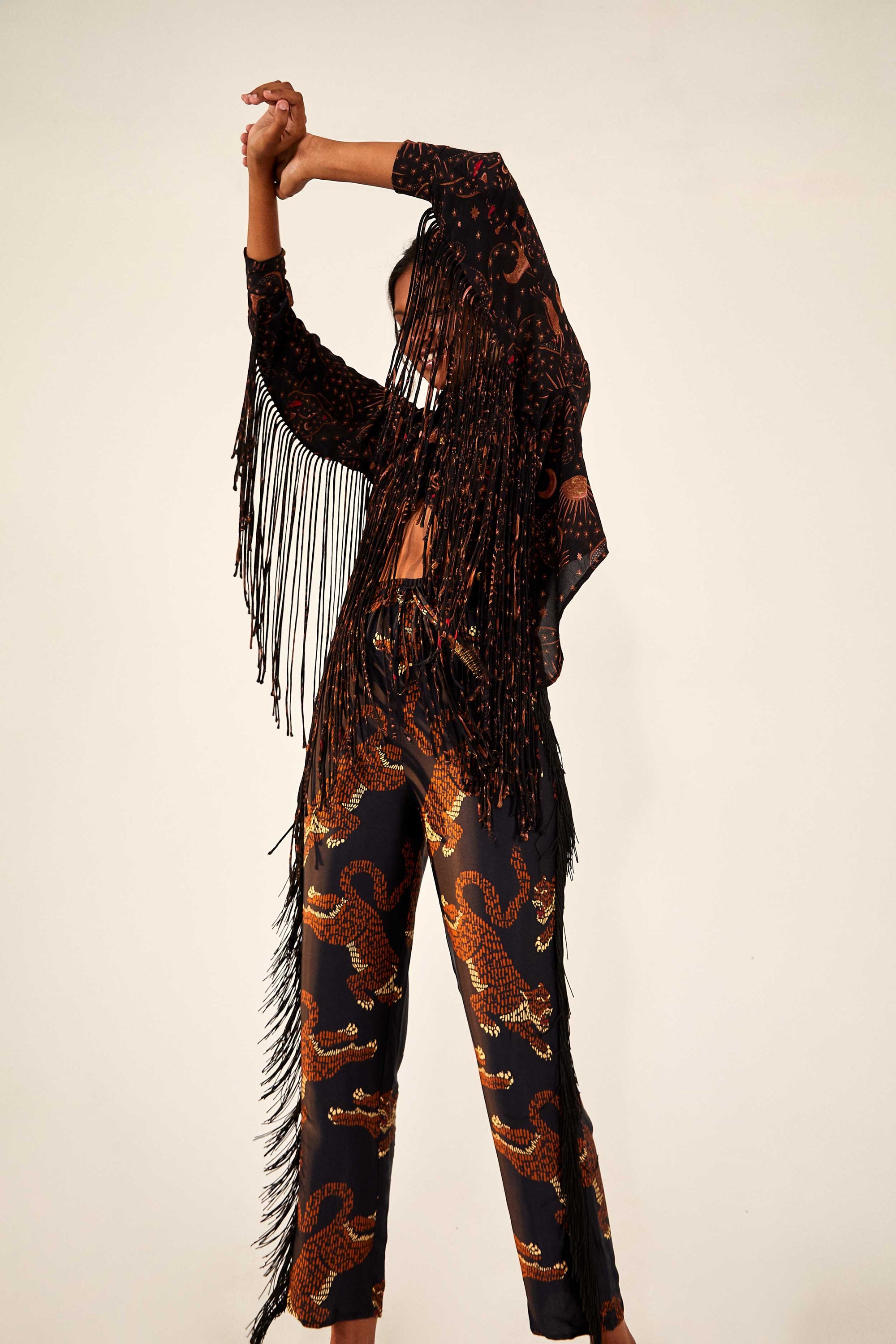 Pantalon à franges Léopard - Marron