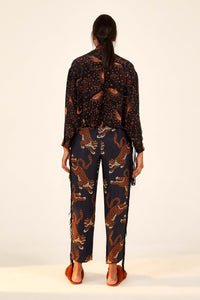 Pantalon à franges Léopard - Marron