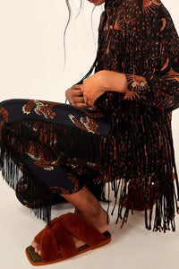 Pantalon à franges Léopard - Marron