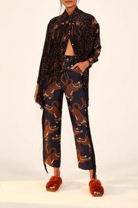 Pantalon à franges Léopard - Marron