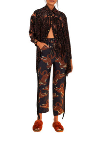 Pantalon à franges Léopard - Marron
