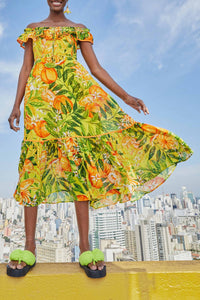 Robe midi Mandarines - Jaune