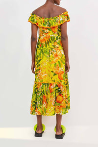 Robe midi Mandarines - Jaune